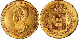 6400 Reis / 4 Escudo Royaume de Portugal (1139-1910) Or Marie II de Portugal (1819-1853)