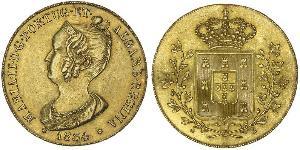 6400 Reis / 4 Escudo Reino de Portugal (1139-1910) Oro María II de Portugal (1819-1853)