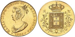 6400 Reis / 4 Escudo Reino de Portugal (1139-1910) Oro María II de Portugal (1819-1853)