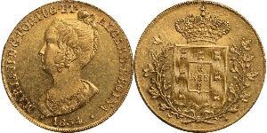 6400 Рейс / 4 Ескудо Королівство Португалія (1139-1910) Золото Мария II королева Португалії (1819-1853)