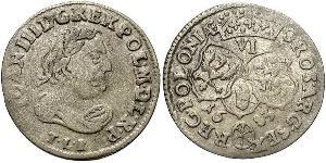 6 Grosh République des Deux Nations (1569-1795) Argent Jean III Sobieski (1629-1696)