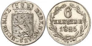 6 Kreuzer Duché de Nassau (1806 - 1866) Argent Guillaume de Nassau (1792-1839)
