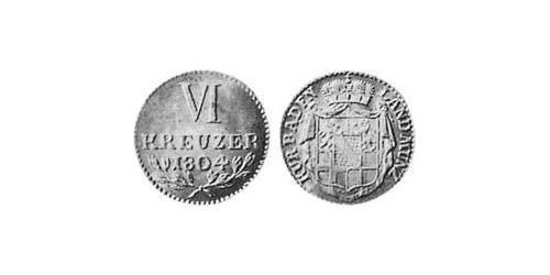 6 Kreuzer Grand-duché de Bade (1806-1918) Argent 