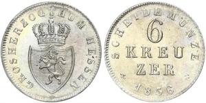 6 Kreuzer Grand-duché de Hesse (1806 - 1918) Argent Louis II de Hesse