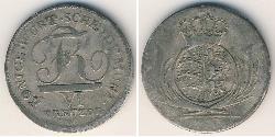 6 Kreuzer Royaume de Wurtemberg (1806-1918) Argent 