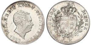 6 Kreuzer Royaume de Wurtemberg (1806-1918) Argent Guillaume Ier de Wurtemberg