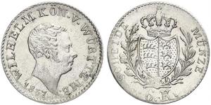 6 Kreuzer Royaume de Wurtemberg (1806-1918) Argent Guillaume Ier de Wurtemberg