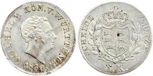6 Kreuzer Royaume de Wurtemberg (1806-1918) Argent Guillaume Ier de Wurtemberg