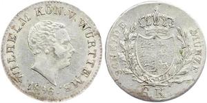 6 Kreuzer Royaume de Wurtemberg (1806-1918) Argent Guillaume Ier de Wurtemberg