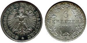 6 Kreuzer Ville libre de Francfort Argent 