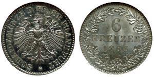 6 Kreuzer Ville libre de Francfort Argent 