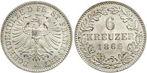 6 Kreuzer Ville libre de Francfort Argent 