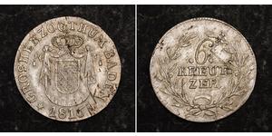 6 Kreuzer Grand Duchy of Baden (1806-1918) Argento 