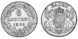 6 Kreuzer Gran Ducado de Baden (1806-1918) Plata 