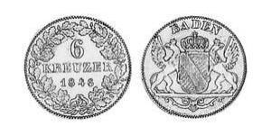 6 Kreuzer Gran Ducado de Baden (1806-1918) Plata 