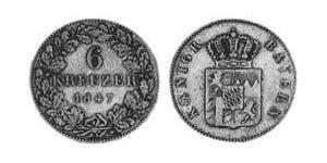 6 Kreuzer Reino de Baviera (1806 - 1918) Plata Luis I de Baviera(1786 – 1868)
