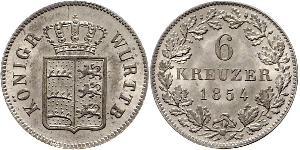 6 Kreuzer Reino de Wurtemberg (1806-1918) Plata 