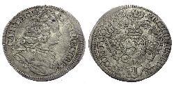 6 Kreuzer Böhmen Silber Karl VI, Römisch-deutscher Kaiser (1685-1740)