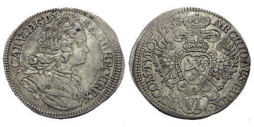 6 Kreuzer Böhmen Silber Karl VI, Römisch-deutscher Kaiser (1685-1740)