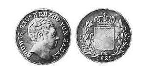 6 Kreuzer Grand Duchy of Baden (1806-1918) Silber Ludwig I. (Baden)(1763 - 1830)