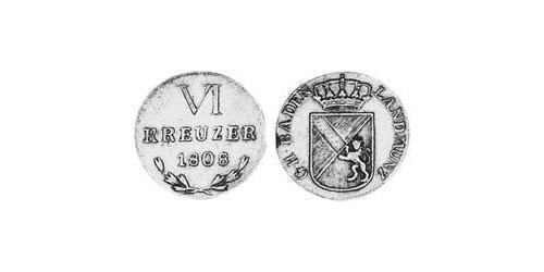6 Kreuzer Grand Duchy of Baden (1806-1918) Silber 