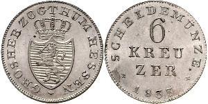 6 Kreuzer Großherzogtum Hessen (1806 - 1918) Silber Ludwig II. (Hessen-Darmstadt)