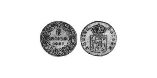6 Kreuzer Kingdom of Bavaria (1806 - 1918) Silver Ludwig I of Bavaria (1786 – 1868)