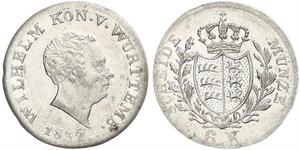 6 Kreuzer Kingdom of Württemberg (1806-1918) Silver William I of Württemberg