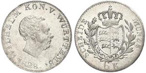 6 Kreuzer Kingdom of Württemberg (1806-1918) 銀 威廉一世 (符腾堡)