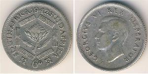 6 Penny Afrique du Sud (1910 - ) Argent George VI (1895-1952)