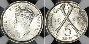 6 Penny Southern Rhodesia (1923-1980) Argent George VI (1895-1952)