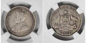 6 Penny Australia (1788 - 1939) Argento Giorgio V (1865-1936)