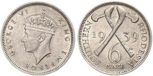 6 Penny Southern Rhodesia (1923-1980) Argento Giorgio VI (1895-1952)