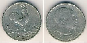 6 Penny Malawi (1964 - ) Copper/Nickel 