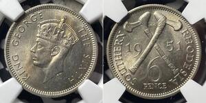 6 Penny Southern Rhodesia (1923-1980) Copper/Nickel George VI (1895-1952)