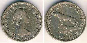6 Penny Rhodésie (1965 - 1979) Cuivre/Nickel 
