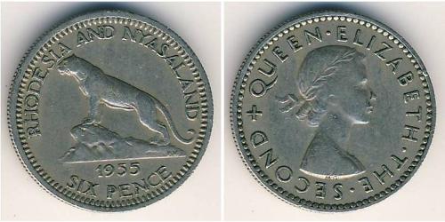 6 Penny Rhodesien (1965 - 1979) Kupfer/Nickel 