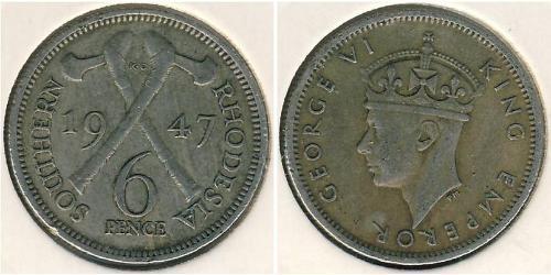 6 Penny Southern Rhodesia (1923-1980) Níquel/Cobre Jorge VI (1895-1952)
