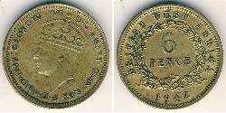 6 Penny África Occidental Británica (1780 - 1960) Níquel/Latón Jorge VI (1895-1952)