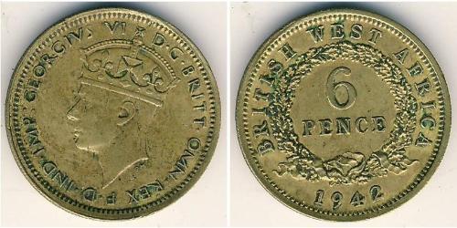 6 Penny África Occidental Británica (1780 - 1960) Níquel/Latón Jorge VI (1895-1952)
