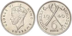 6 Penny Southern Rhodesia (1923-1980) Plata Jorge VI (1895-1952)