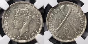 6 Penny Southern Rhodesia (1923-1980) Plata Jorge VI (1895-1952)