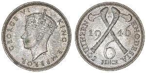 6 Penny Southern Rhodesia (1923-1980) Plata Jorge VI (1895-1952)