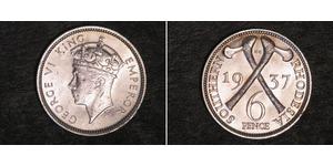 6 Penny Southern Rhodesia (1923-1980) Plata Jorge VI (1895-1952)