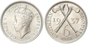 6 Penny Southern Rhodesia (1923-1980) Plata Jorge VI (1895-1952)