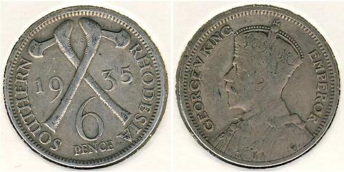 6 Penny Southern Rhodesia (1923-1980) Plata 