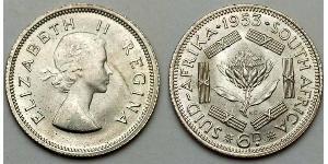 6 Penny Sudáfrica (1910 - ) Plata Isabel II (1926-2022)