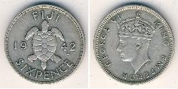 6 Penny Fidschi Silber Georg VI (1895-1952)