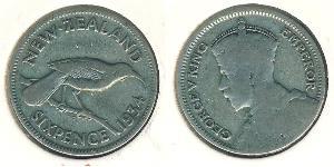 6 Penny Neuseeland Silber George V (1865-1936)