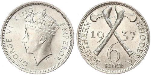 6 Penny Southern Rhodesia (1923-1980) Silber Georg VI (1895-1952)